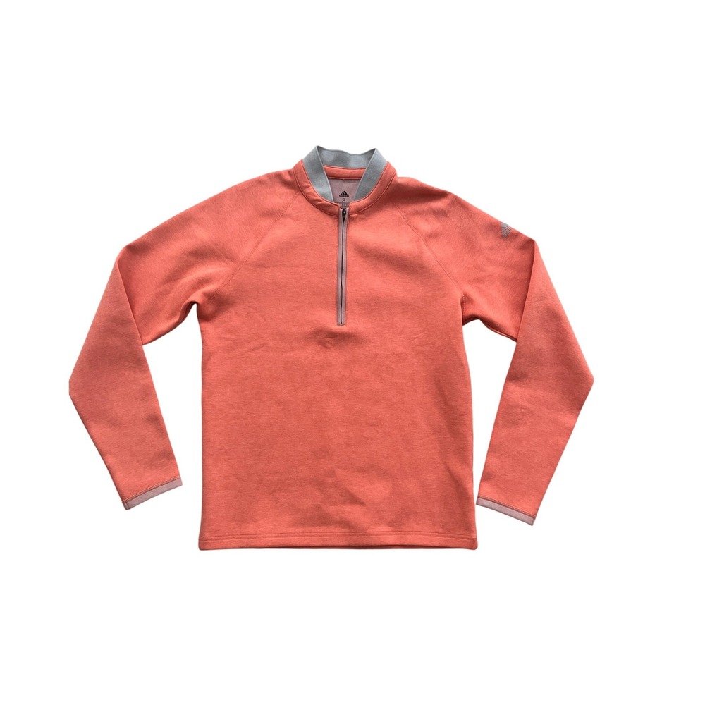 Adidas Womens Quarter Zip Pullover Coral Heather Grey Mock Neck Sport Top Small‎